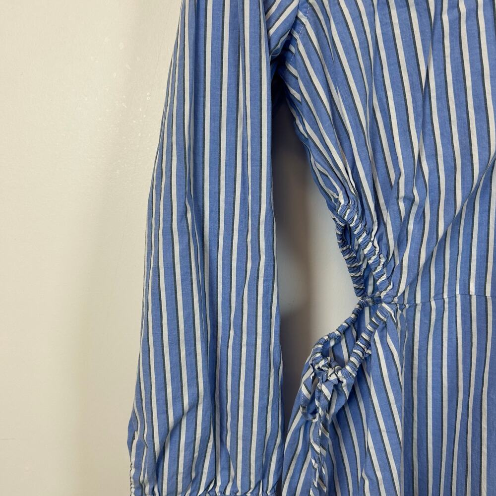 Rails Shirt Dress Sz M Holly Blue White Stripe Cotton Midi Coastal Classic Vacay - Picture 7 of 9